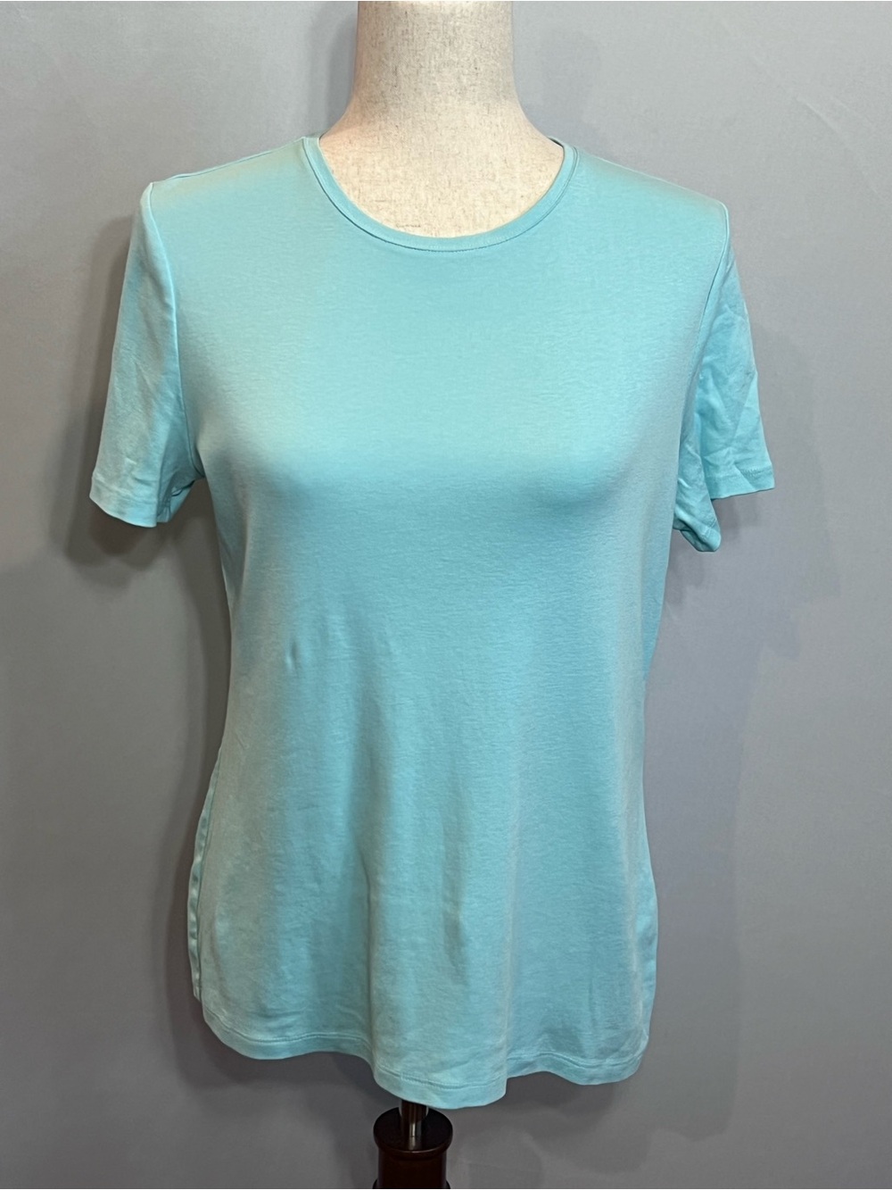 Talbots Light Aqua Crewneck Short Sleeve Tee, Pima Cotton